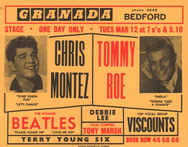 Chris Montez - Tommy Roe - Beatles poster (Gaumont Bedford 1963)